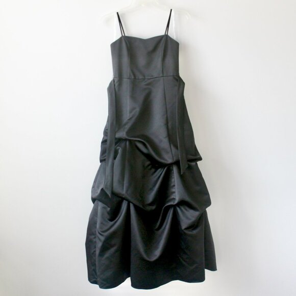 David's Bridal Black Bow Gathered Sleeveless Ballgown Party Formal Maxi Dress 12 - Picture 4 of 7